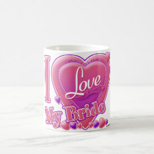 I Love My Bride pink/purple - heart Coffee Mug