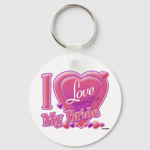 I Love My Bride pink/purple - heart Key Ring