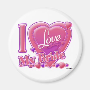 I Love My Bride pink/purple - heart Magnet
