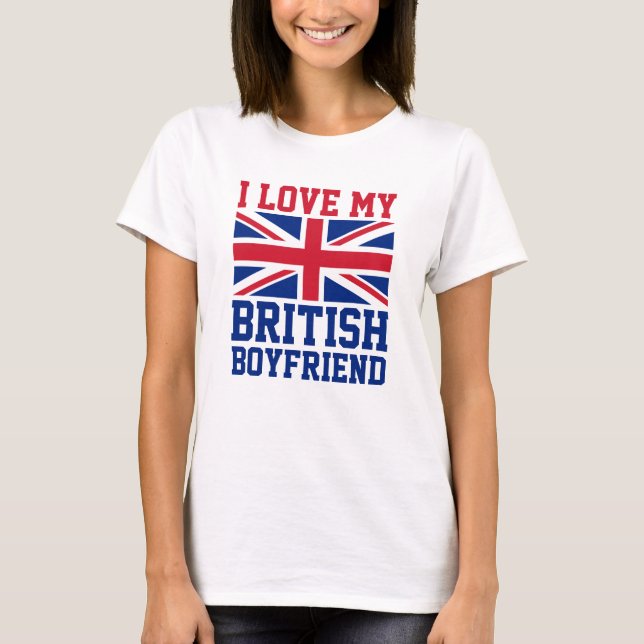 I Love My British Boyfriend UK Flag Ladies T-Shirt (Front)