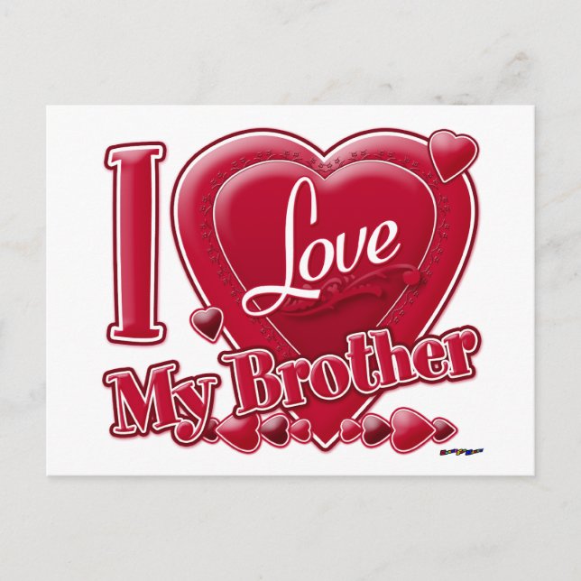 I Love My Brother red - heart Postcard (Front)