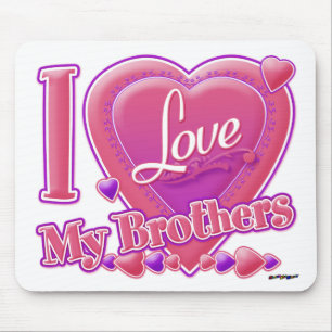 I Love My Brothers pink/purple - heart Mouse Pad