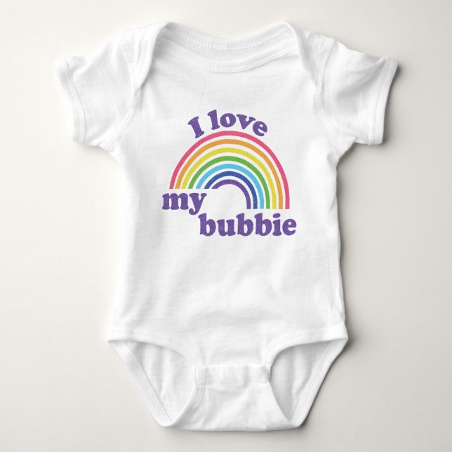 I Love My Bubbie - Cute Rainbow  Baby Bodysuit (Front)