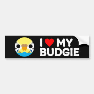 I LOVE MY BUDGIE –  pastel rainbow female Bumper Sticker