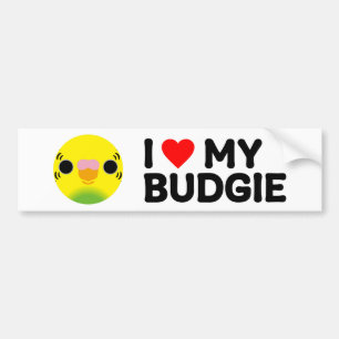 I LOVE MY BUDGIE – recessive pied Bumper Sticker