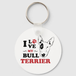 I Love My Bull Terrier Cute Puppy Dog Mum Dad Key Ring