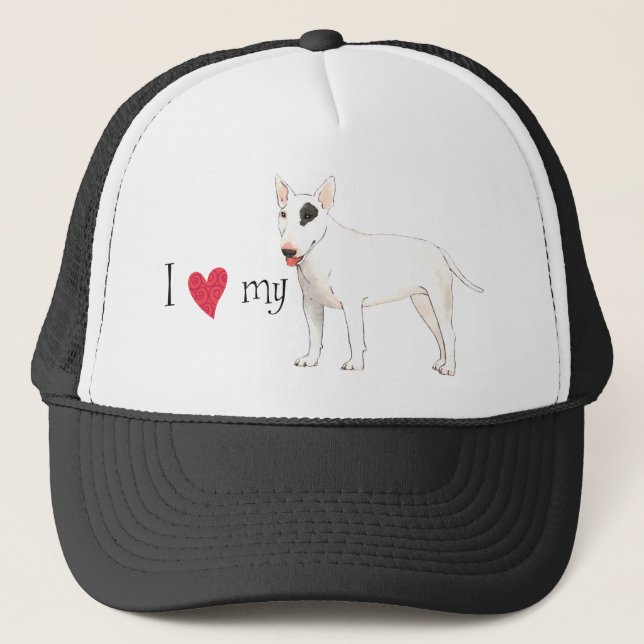 I Love my Bull Terrier Trucker Hat (Front)
