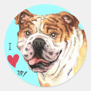 I Love my Bulldog Classic Round Sticker