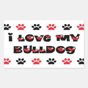 I Love My Bulldog Rectangular Sticker