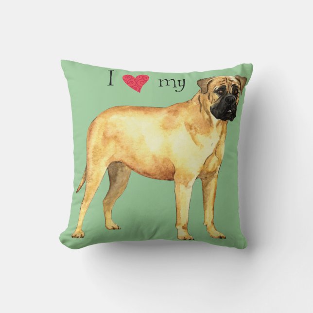 I Love my Bullmastiff Cushion (Front)