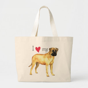 I Love my Bullmastiff Large Tote Bag