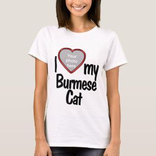 I Love My  Burmese Cat - Cute Heart Photo Frame T-Shirt