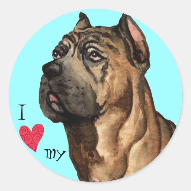 I Love my Cane Corso Classic Round Sticker (Front)
