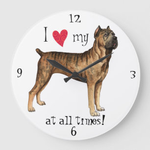 I Love my Cane Corso Large Clock
