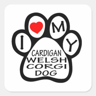 I Love My Cardigan Welsh Corgi Dog Square Sticker
