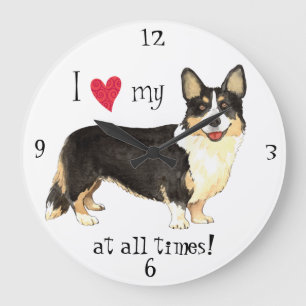 I Love my Cardigan Welsh Corgi Large Clock