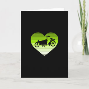I Love My Cargo Bike- Green Retro Heart Card