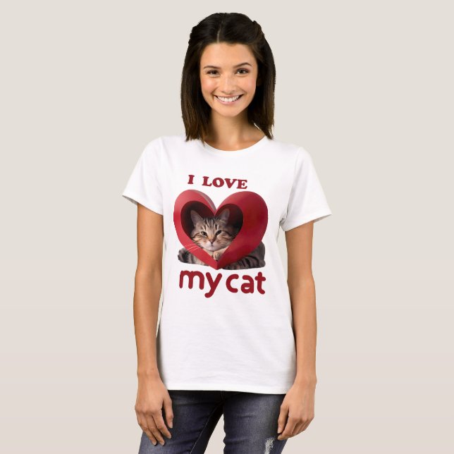 I Love My Cat Adorable Loved Desing  T-Shirt (Front Full)