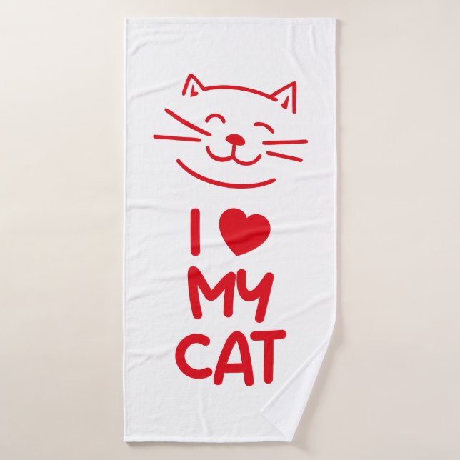 I love my cat bath towel (Bath Towel)