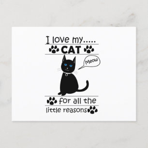 I Love My Cat Black Cat Postcard