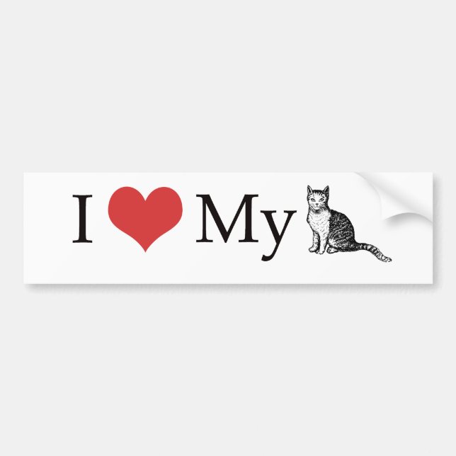 I Love My Cat Bumper Sticker (Front)