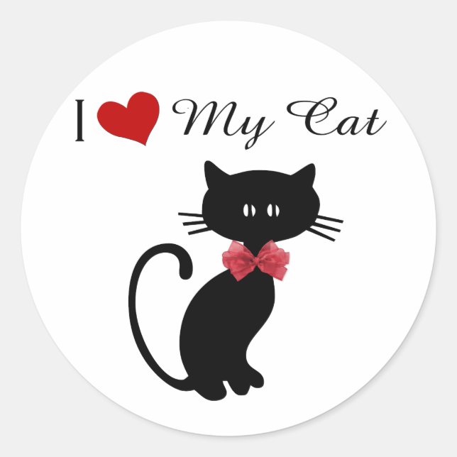 I Love My Cat Classic Round Sticker (Front)
