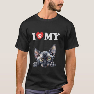I Love My Cat Cornish Rex Kitten Funny Cat Lover M T-Shirt