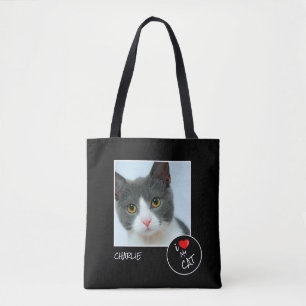 I Love My Cat, Custom Photo – Pet Lovers Tote Bag
