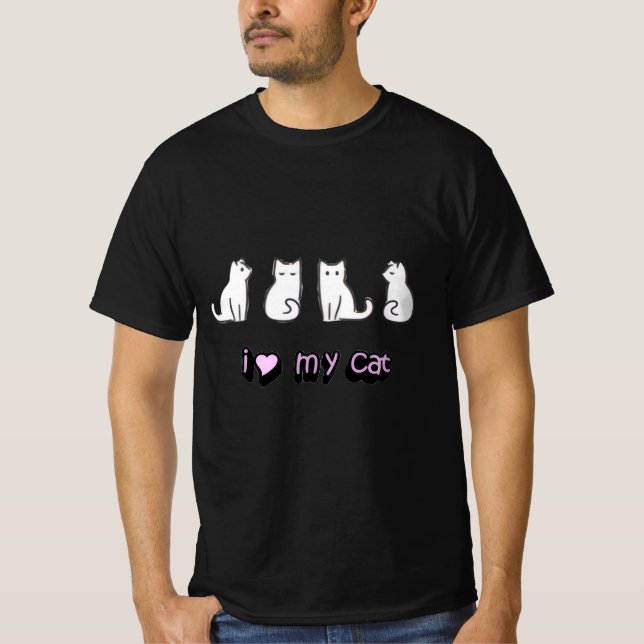  I Love My Cat Cute Design T-Shirt (Front)
