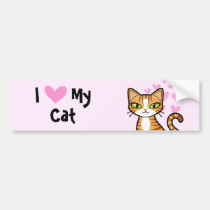 I Love My Cat (design your own cartoon cat) Bumper Sticker
