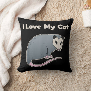 I Love My Cat Funny Opossum Cushion