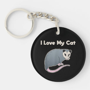 I Love My Cat Funny Opossum Key Ring