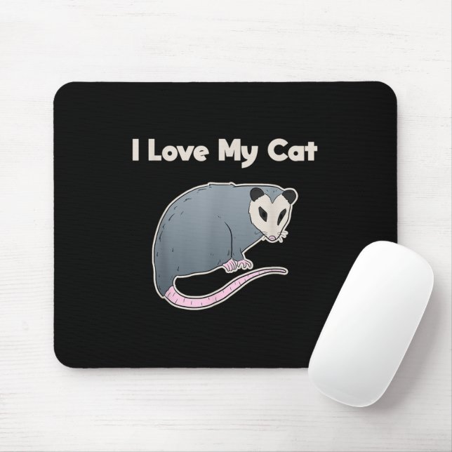 I Love My Cat Funny Opossum Mouse Pad (With Mouse)