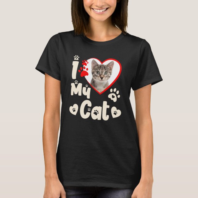 I Love My Cat Heart Personalised Photo T-Shirt (Front)