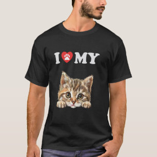 I Love My Cat Munchkin Kitten Funny Cat Lover Mum T-Shirt