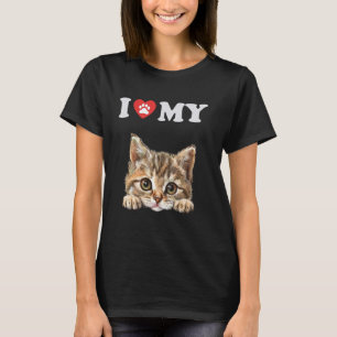 I Love My Cat Munchkin Kitten Funny Cat Lover Mum T-Shirt