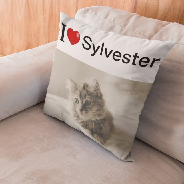 I Love My Cat personalised photo Cushion (Creator Uploaded)