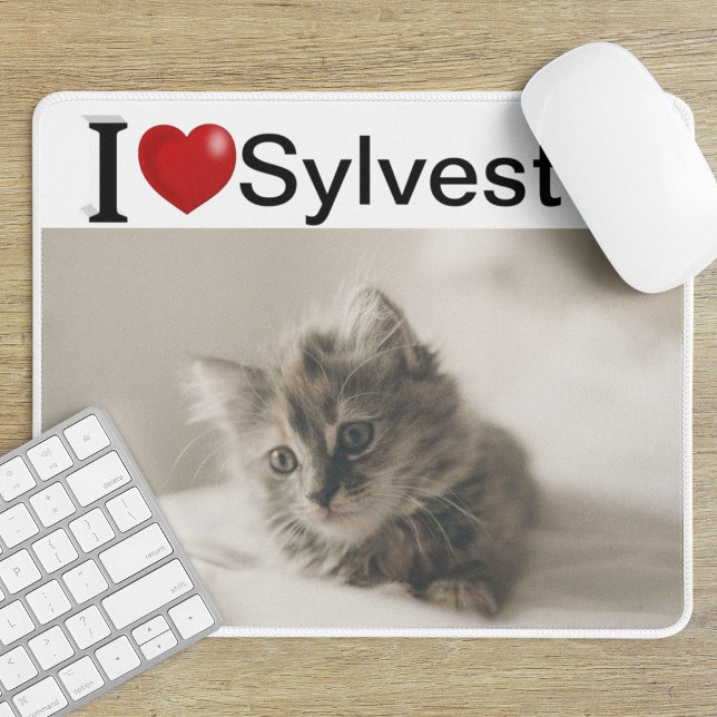 I Love My Cat personalised photo Mouse Pad (Creator Uploaded)