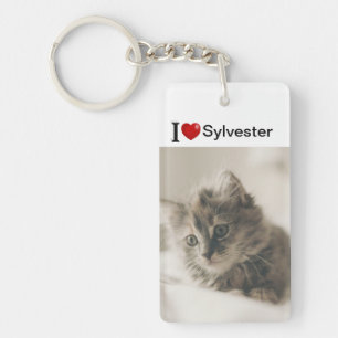 I Love My Cat personalized photo  Key Ring