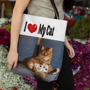 I Love My Cat Photo  Tote Bag