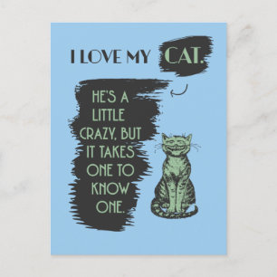 I Love My Cat Postcard