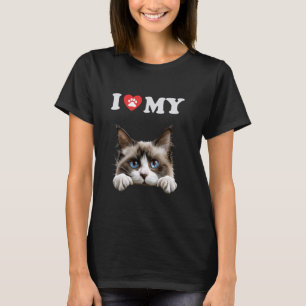 I Love My Cat Snowshoe Kitten Funny Cat Lover Mum  T-Shirt