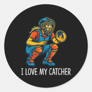 I Love My Catcher - Softll Catcher -  Classic Round Sticker