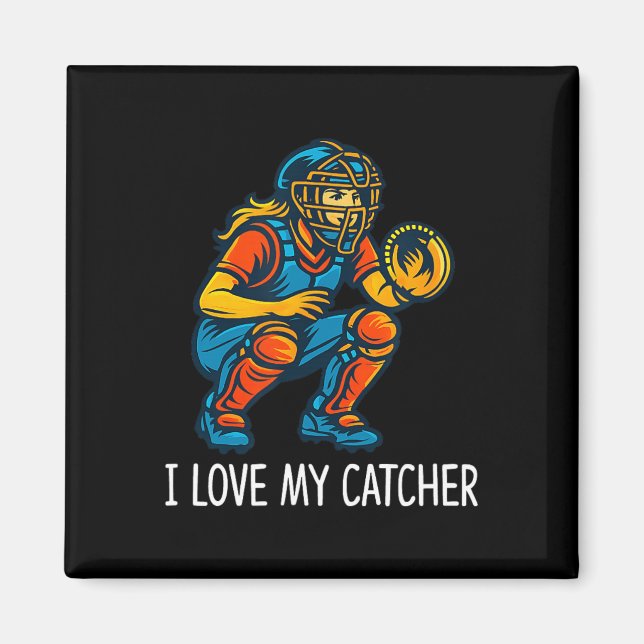 I Love My Catcher - Softll Catcher -  Magnet (Front)