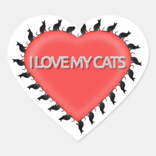 I Love My Cats Heart Sticker