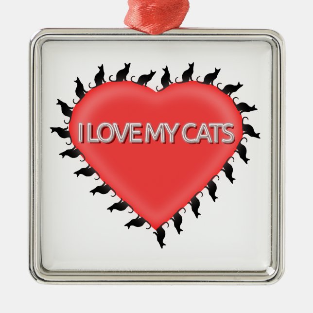 I Love My Cats Metal Tree Decoration (Front)