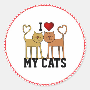 I Love My Cats, popular design, Classic Round Stic Sticker