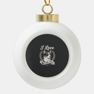 I Love My Cattle Dog Vintage Dog Lover Ceramic Ball Christmas Ornament