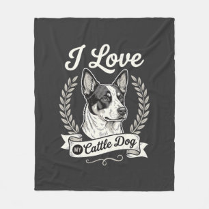 I Love My Cattle Dog Vintage Dog Lover Fleece Blanket