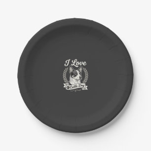 I Love My Cattle Dog Vintage Dog Lover Paper Plate